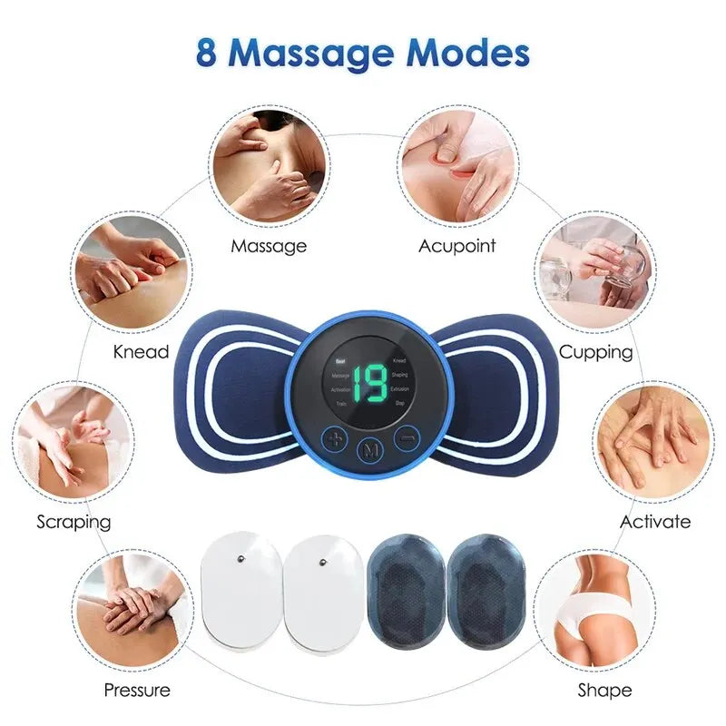 Portable Electric Intelligent Mini Neck Massager Patch for Back and Shoulder Massager With Pad and Remote