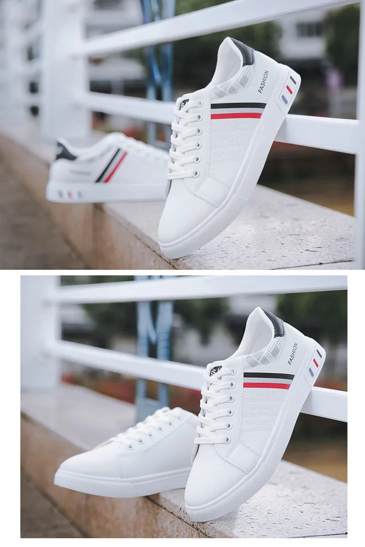 White Vulcanized Sneakers Men Casual Shoes Flat Comfortable Shoes Summer Autumn Leisure Leather Sapatenis Masculino Chaussures