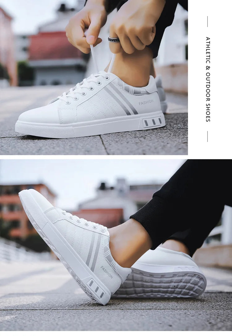 White Vulcanized Sneakers Men Casual Shoes Flat Comfortable Shoes Summer Autumn Leisure Leather Sapatenis Masculino Chaussures