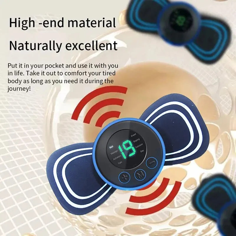 Portable Electric Intelligent Mini Neck Massager Patch for Back and Shoulder Massager With Pad and Remote