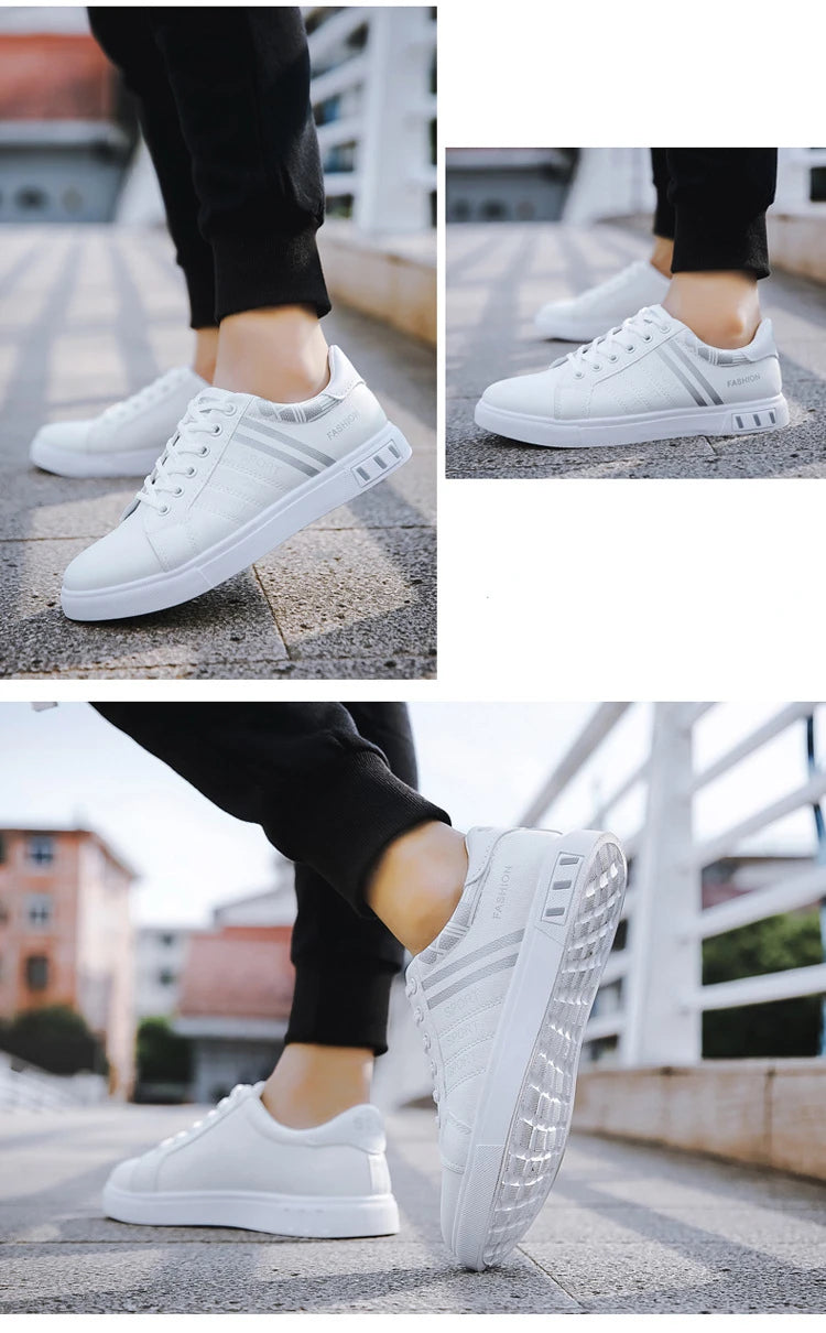 White Vulcanized Sneakers Men Casual Shoes Flat Comfortable Shoes Summer Autumn Leisure Leather Sapatenis Masculino Chaussures