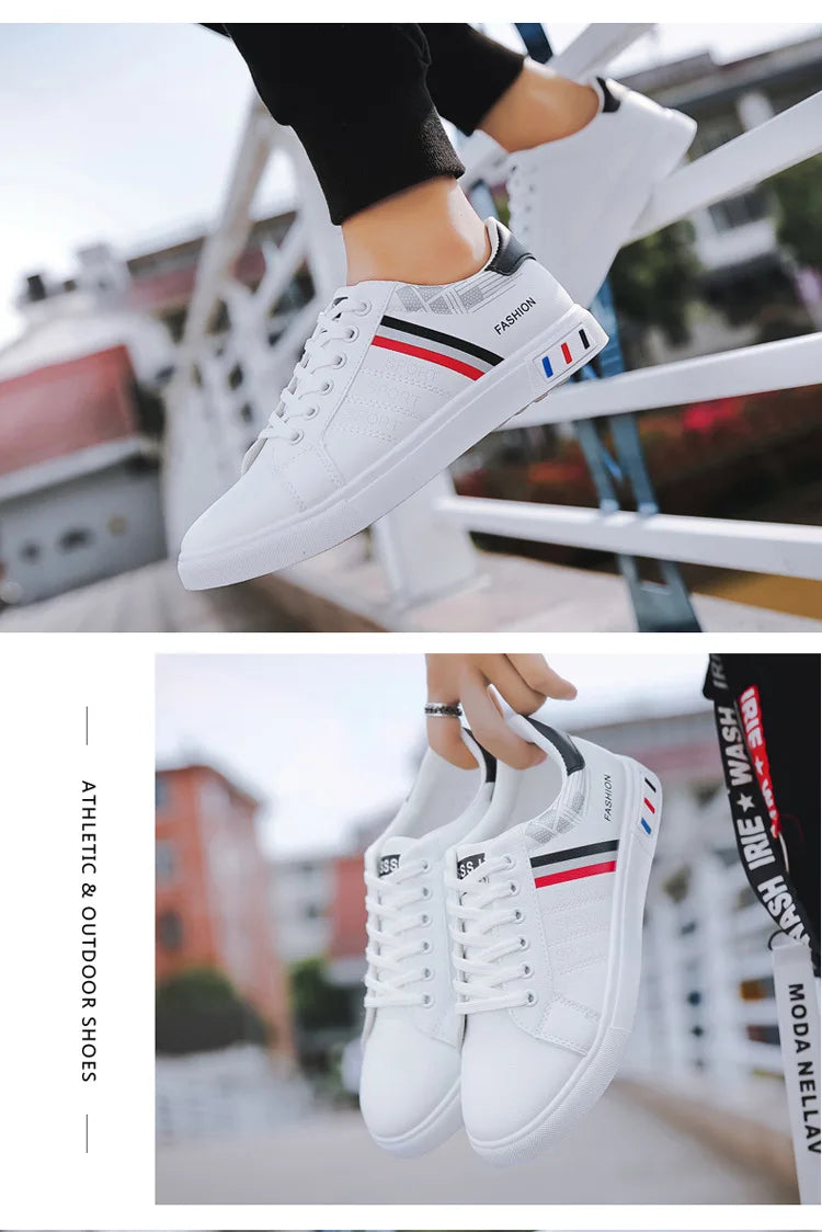 White Vulcanized Sneakers Men Casual Shoes Flat Comfortable Shoes Summer Autumn Leisure Leather Sapatenis Masculino Chaussures