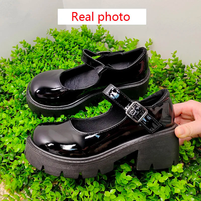 2024 Summer Platform Leather Shoes Women Flats Casual Oxford Loafers Thick Bottom Ladies Wedge Lolita Shoes Mary Jane Ladies