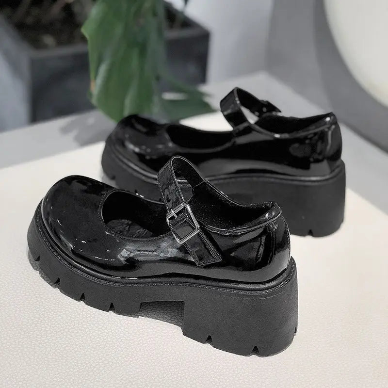 2024 Summer Platform Leather Shoes Women Flats Casual Oxford Loafers Thick Bottom Ladies Wedge Lolita Shoes Mary Jane Ladies