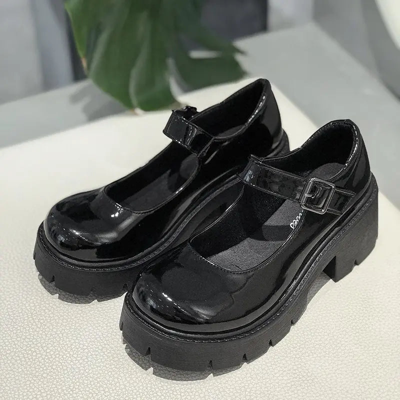 2024 Summer Platform Leather Shoes Women Flats Casual Oxford Loafers Thick Bottom Ladies Wedge Lolita Shoes Mary Jane Ladies