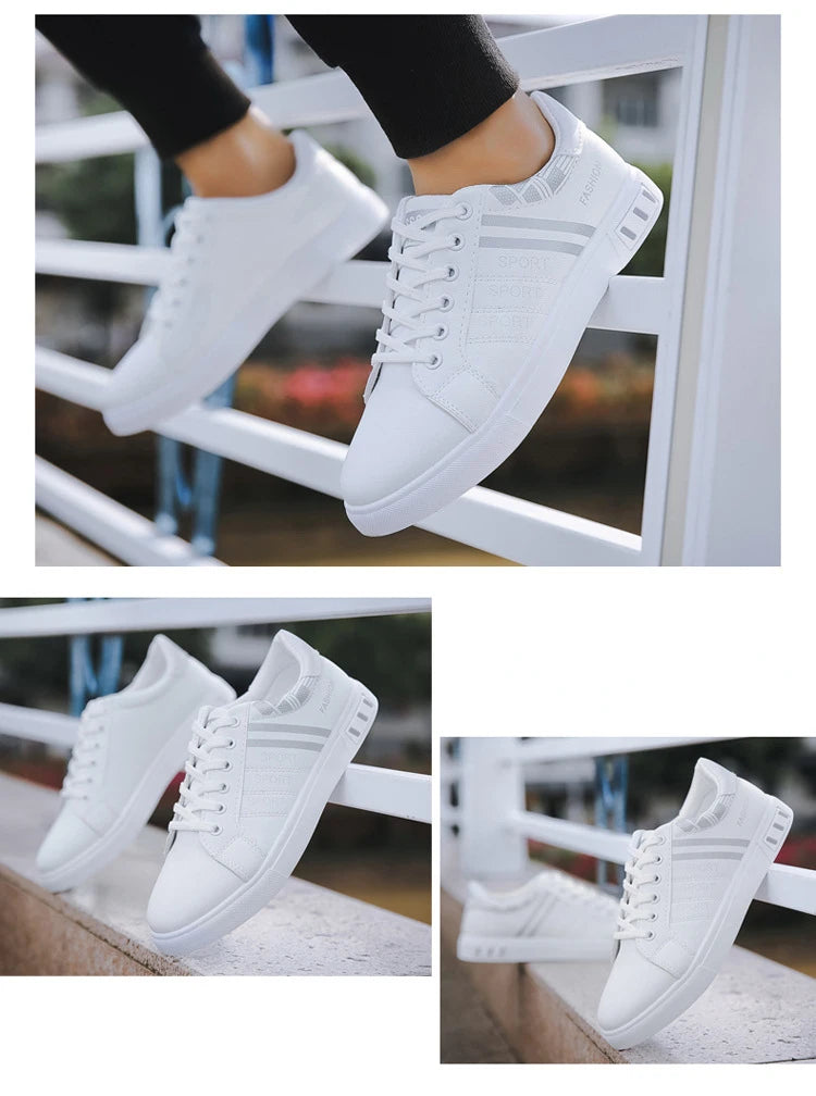 White Vulcanized Sneakers Men Casual Shoes Flat Comfortable Shoes Summer Autumn Leisure Leather Sapatenis Masculino Chaussures